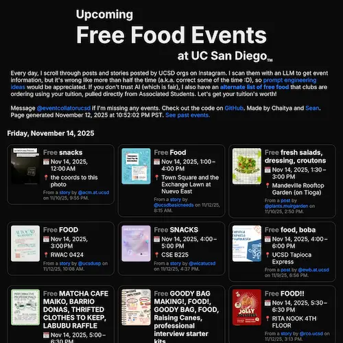 Thumbnail for Free Food Events at UCSD