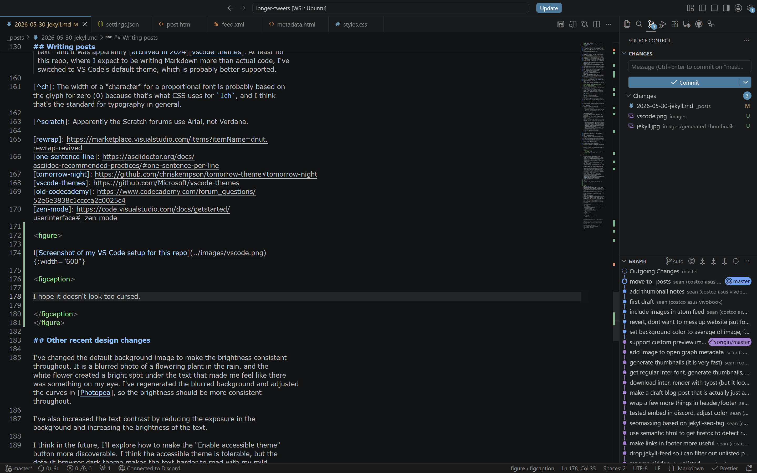 Screenshot of my VS Code setup for this repo
