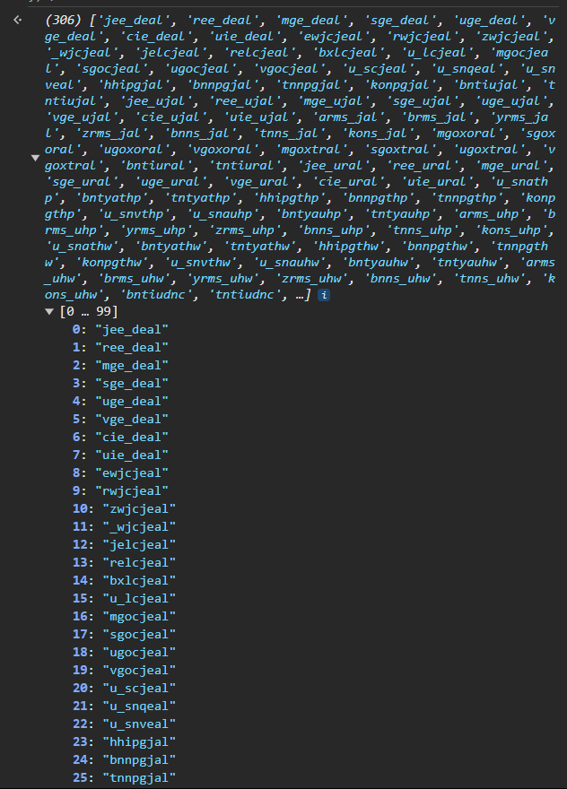 306 possible flag strings. The first several end with `_deal`.