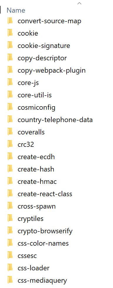 a lot of node dependencies